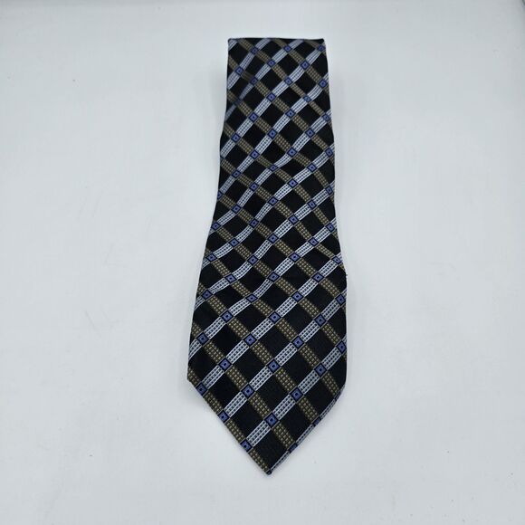 Paul Dione Mens Slik Multi Colored Brown Necktie 57x 4 In Geometric Menswear - Picture 2 of 6